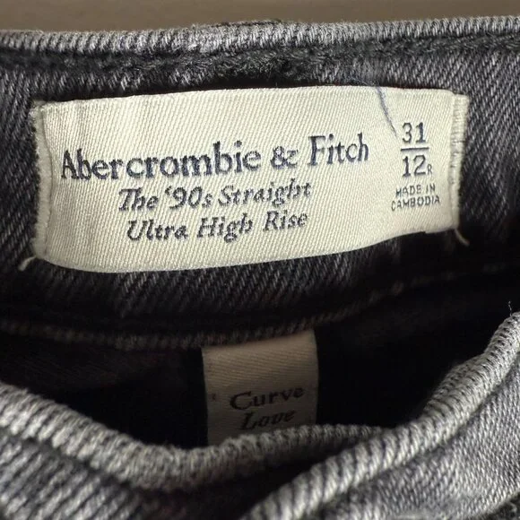 Abercrombie & Fitch Jeans 90's Straight Ultra High Rise Curve Love Gray Size 31/ - Picture 6 of 8